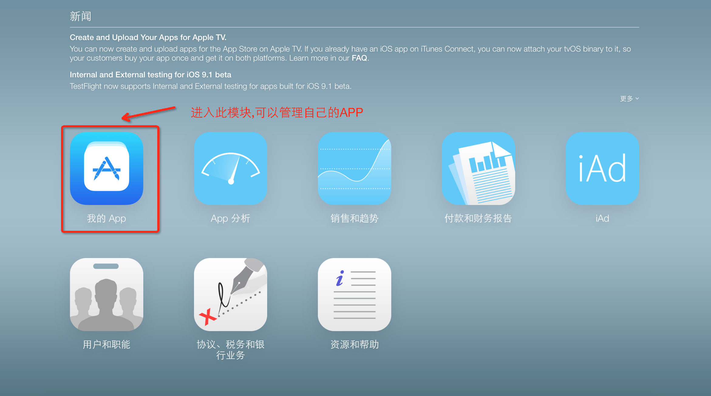 2.选择"我的APP"模块
